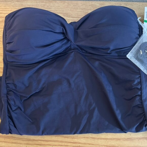 NWT Anne Cole 2 Piece Navy Tankini Swimsuit -Ruched, Removable Straps L/XL - Picture 7 of 8